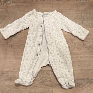 Kissy Kissy White and Gray Baby Footie - NWOT